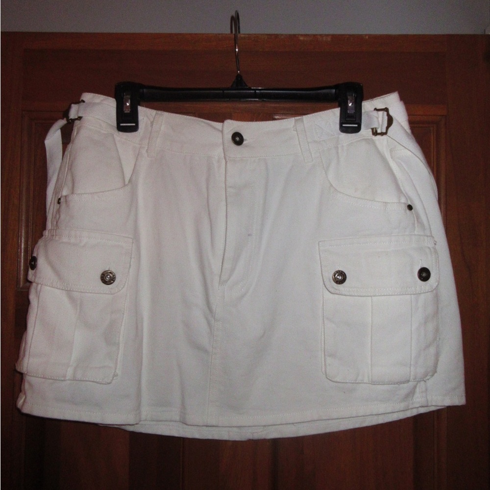 Women's White Cargo Skirt
